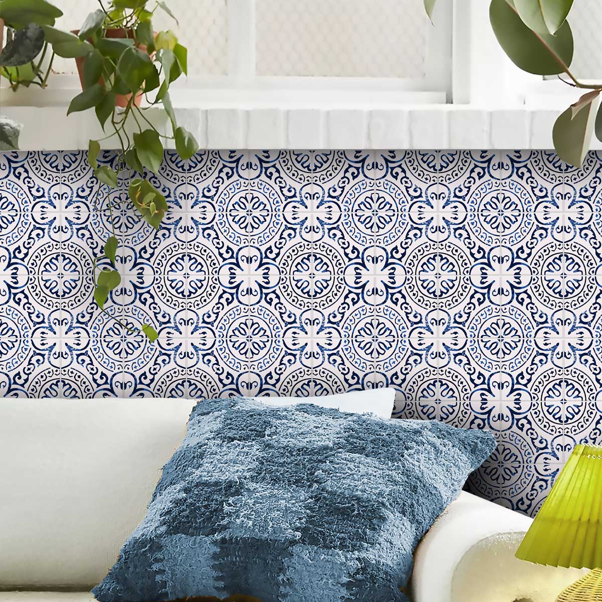 Peel and Stick Dark Blue Classic Traditional Mexican Tile Decals | Kitchen, Bathroom Floor Wall Tile Decals | Free Shipping