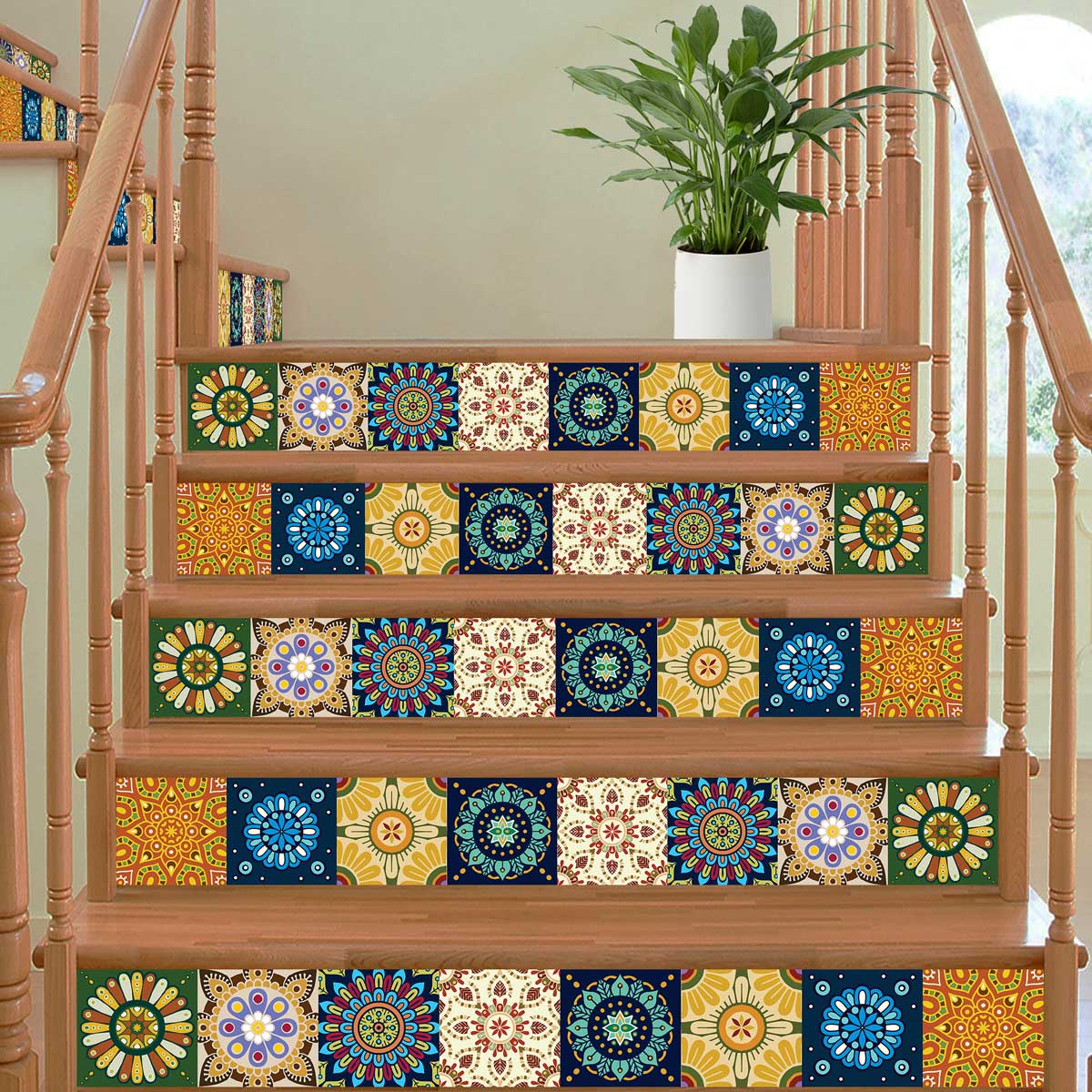 Peacock Hand Painted Peel and Stick Stair Decal | Waterproof and Easy to Trim | Extra long 49" length DIY Home Décor (Copy) (Copy)