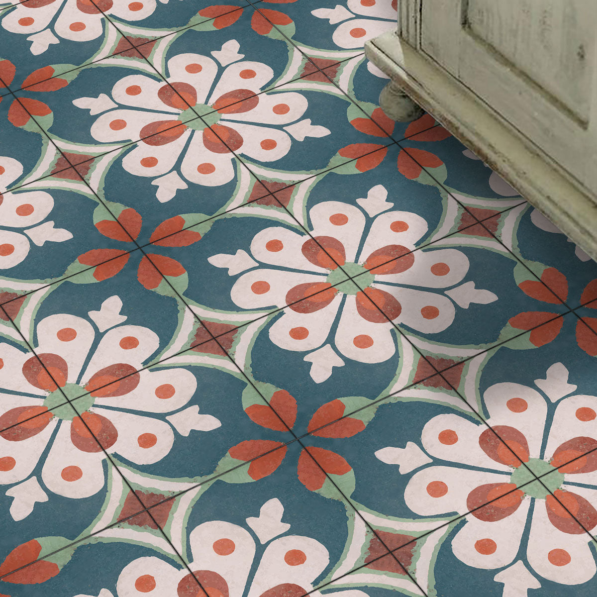 Old Hand Crafted Peel and Stick Floor Tile Stickers | Backsplash Kitchen, Bathroom, and Wall Tile Vinyl Decals | Removable