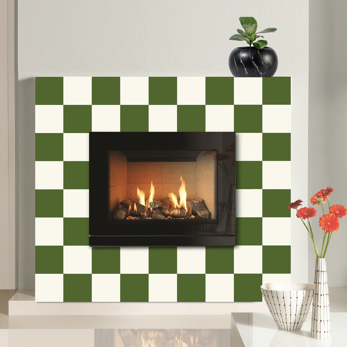 Peel and Stick Olive and Ivory Tile Stickers | Kitchen Bathroom Decal, Wall  Tile Vinyl Decals| Antiskid For Floors | Removable