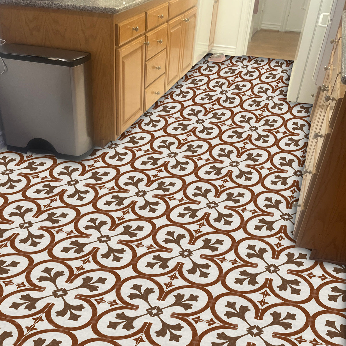 TULIP Red Peel and Stick Floor Tile Decals | Kitchen, Bathroom Wall Backsplash Tile Decals | Antiskid Floor Tile Stickers | Removable