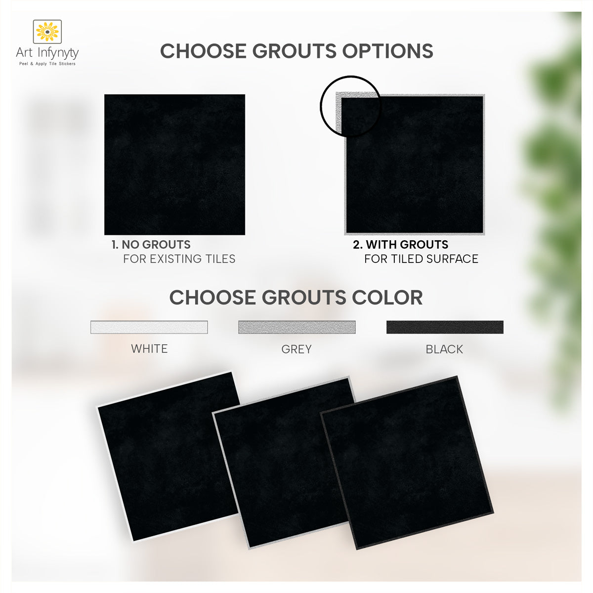 Black Texture Tile Stickers | Kitchen &amp; Bathroom Backsplash Tile Vinyl | Antiskid Floore Tile Decals | Free Shipping