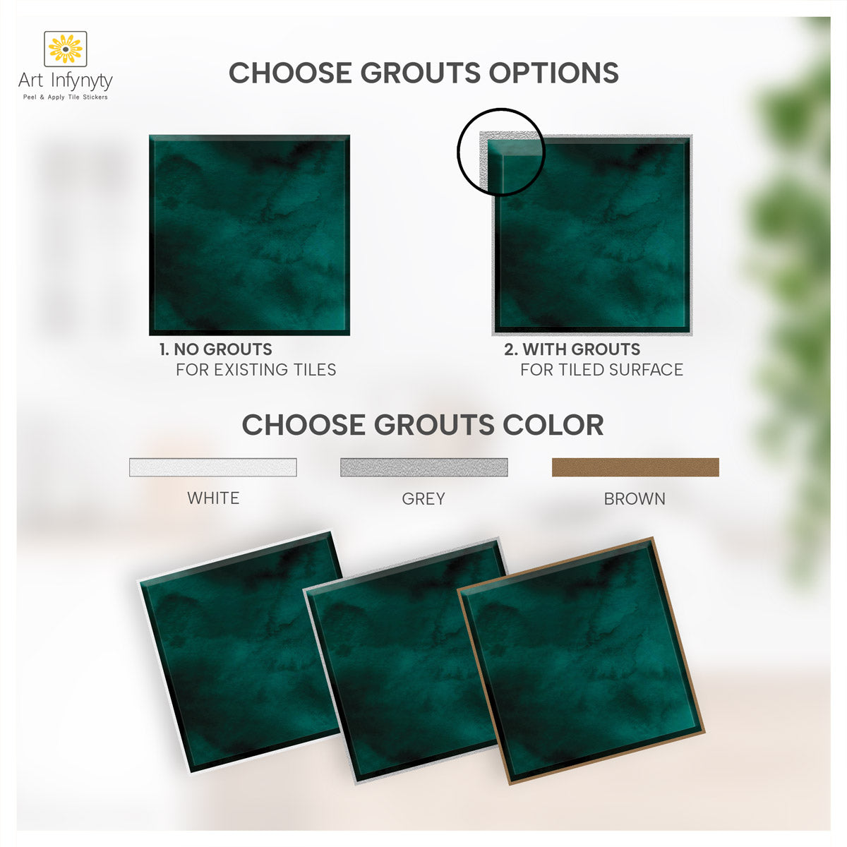 Peel and Stick Moss Green Backsplash Tile Stickers | Bathroom, Kitchen, Floor, Wall Tile Decals | Removable | Free Shipping