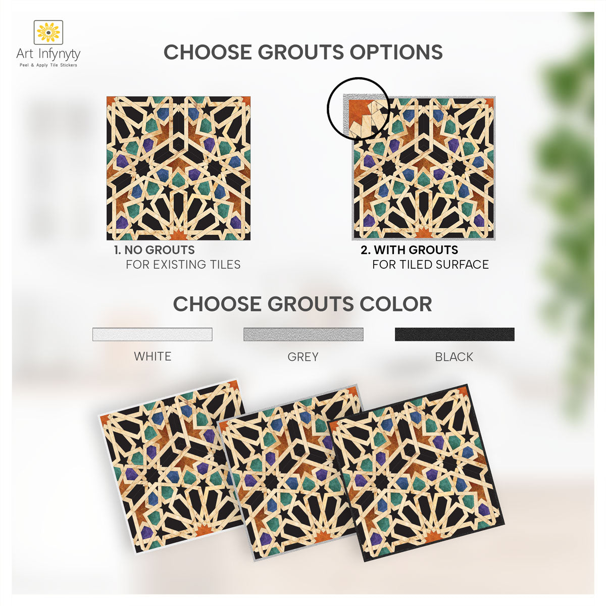 Peel and Stick Qarawiyyin Mosque Tile Stickers | Wall, Kitchen, Bathroom & Backsplash Tile Decals | Antiskid Floor Tile Vinyl