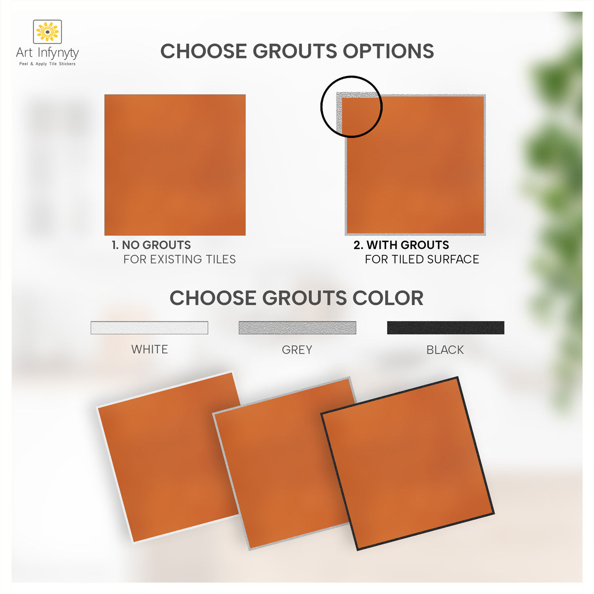 Mandarian Orange Peel and Stick Tile Stickers | Kitchen Bathroom Wall Hand Crafted Decal | Antiskid Floor Tile Stickers