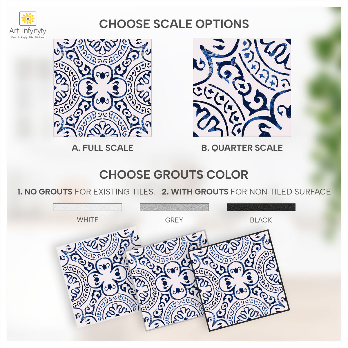 Peel and Stick Dark Blue Classic Traditional Mexican Tile Decals | Kitchen, Bathroom Floor Wall Tile Decals | Free Shipping