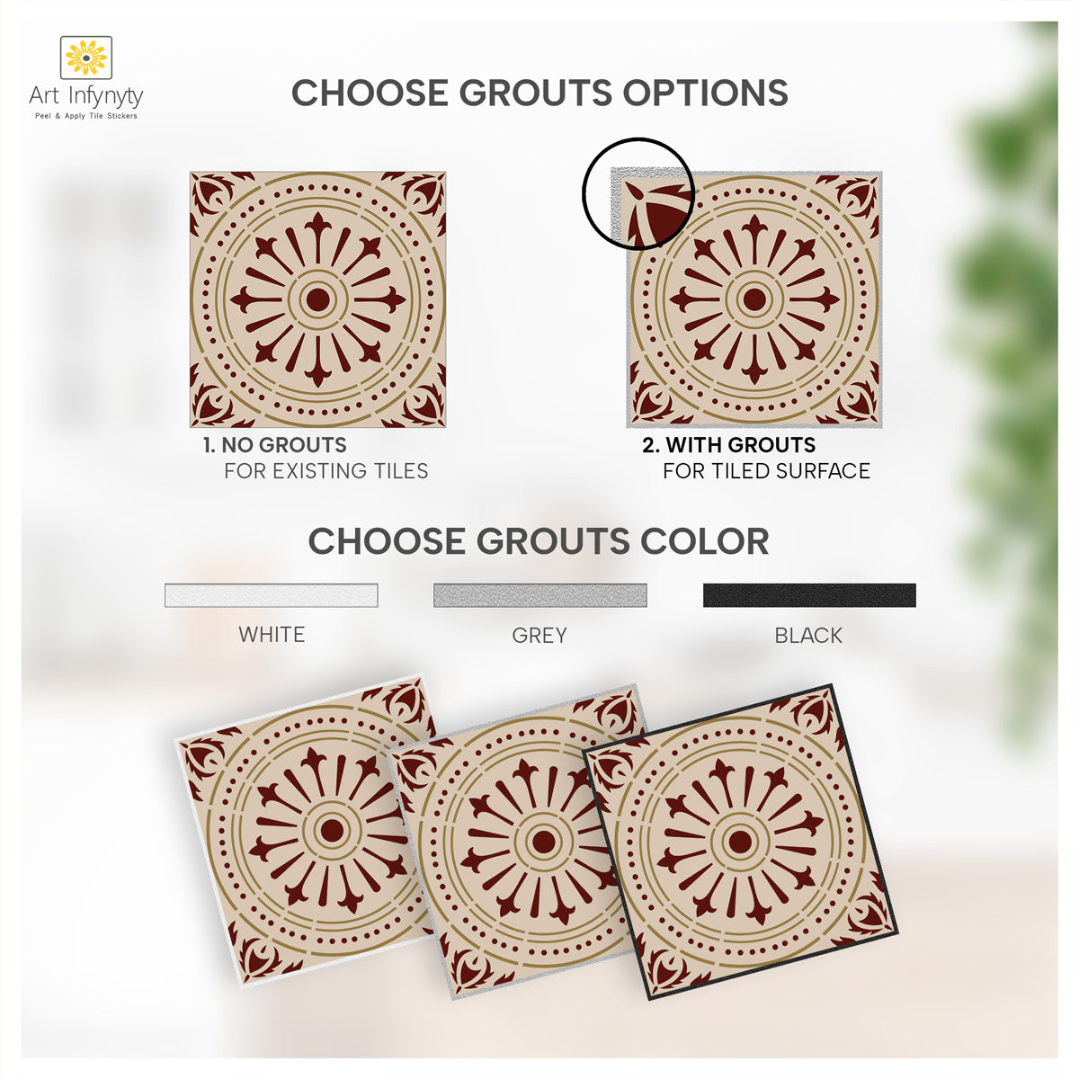 Italian Chiave Tile Stickers | Antiskid Tile Sticker for  Bathroom Floor | Peel and Stick Kitchen Wall Backsplash Tile Vinyl