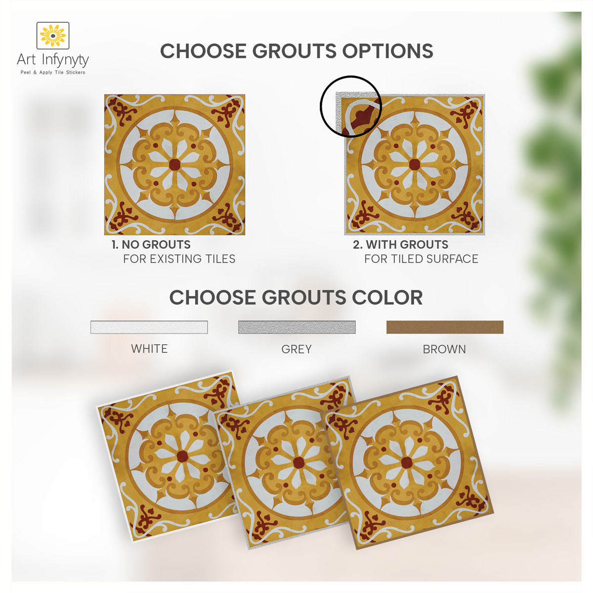 Encaustic Peel and Stick Backsplash Tile Stickers | Removable Tile Vinyl Decals for Kitchen, Bathroom Floor and Walls | Free Shipping