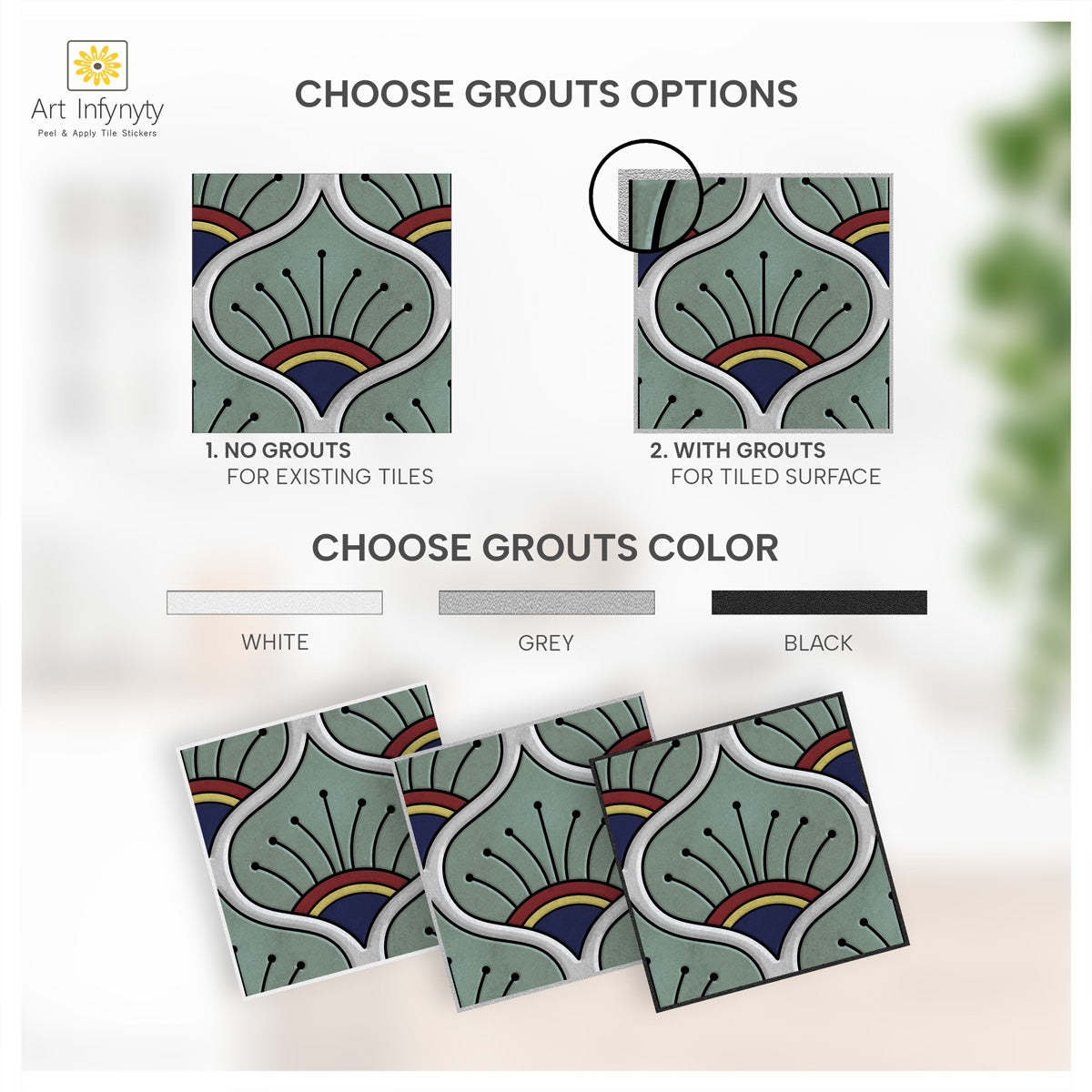 Peacock Hand Painted Tile Stickers | Peel and Stick Kitchen, Bathroom Backsplash Tile Vinyl Decals | Removable | Free Shipping