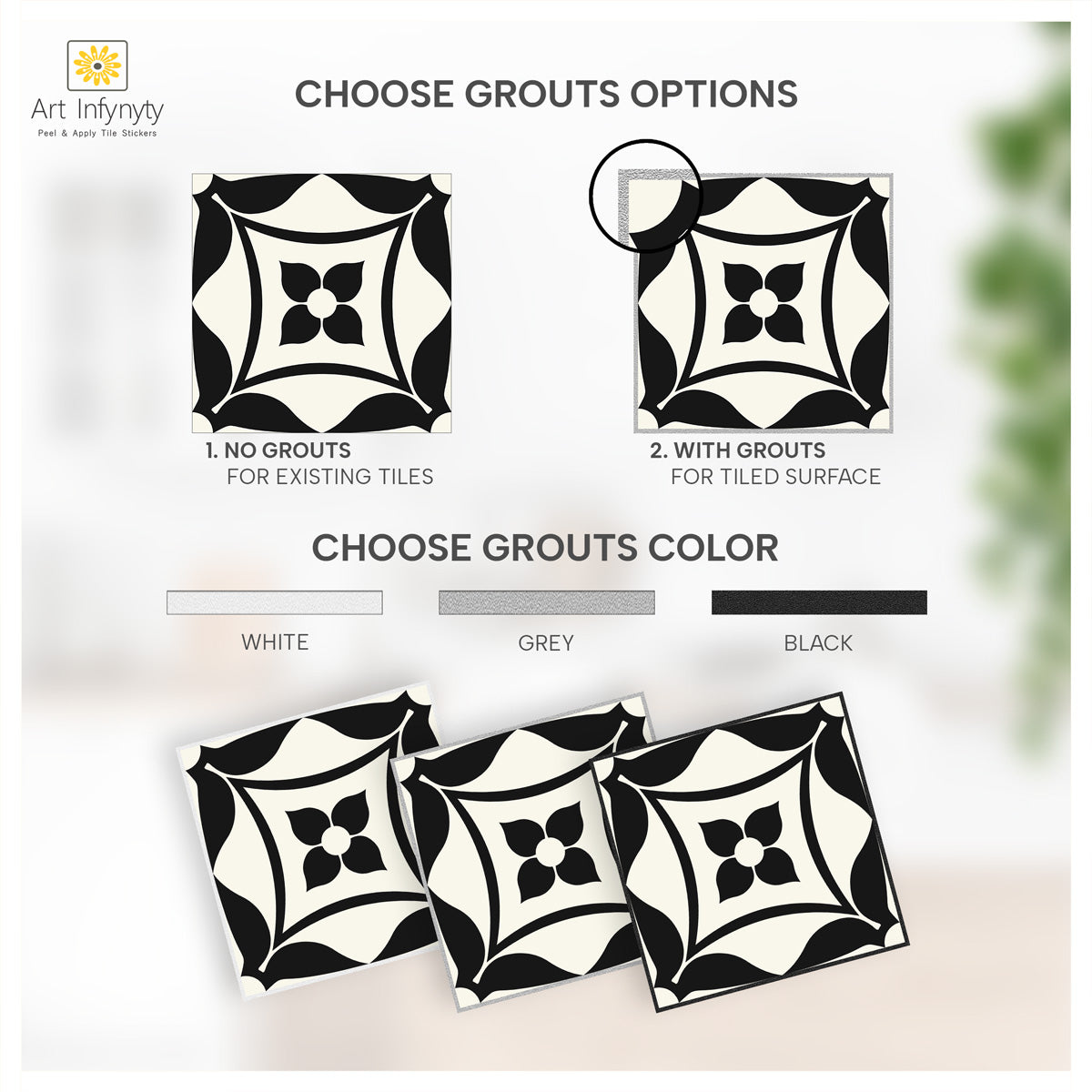 Classic black and Ivory Backsplash Decals | Kitchen, Bathroom, Floor and Wall Peel and Stick Tile Stickers| Free Shipping