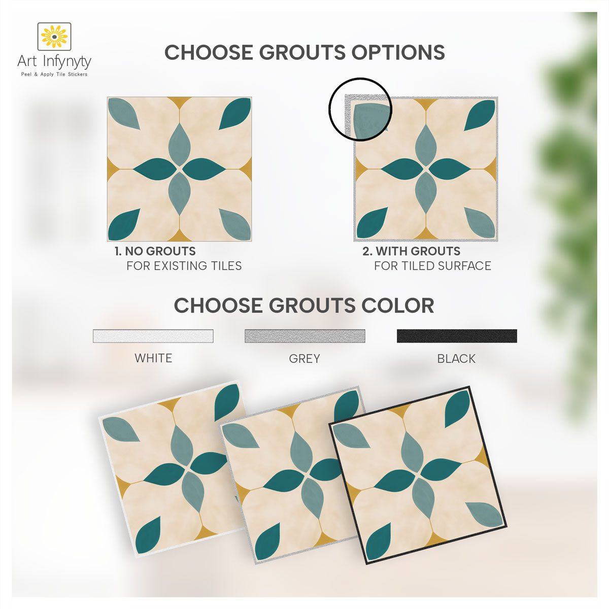 Botanic Floral Tile Stickers | Peel and Stick Kitchen Bathroom Wall Tile Vinyl Decals | Antiskid Floor Tile Stickers | Removable