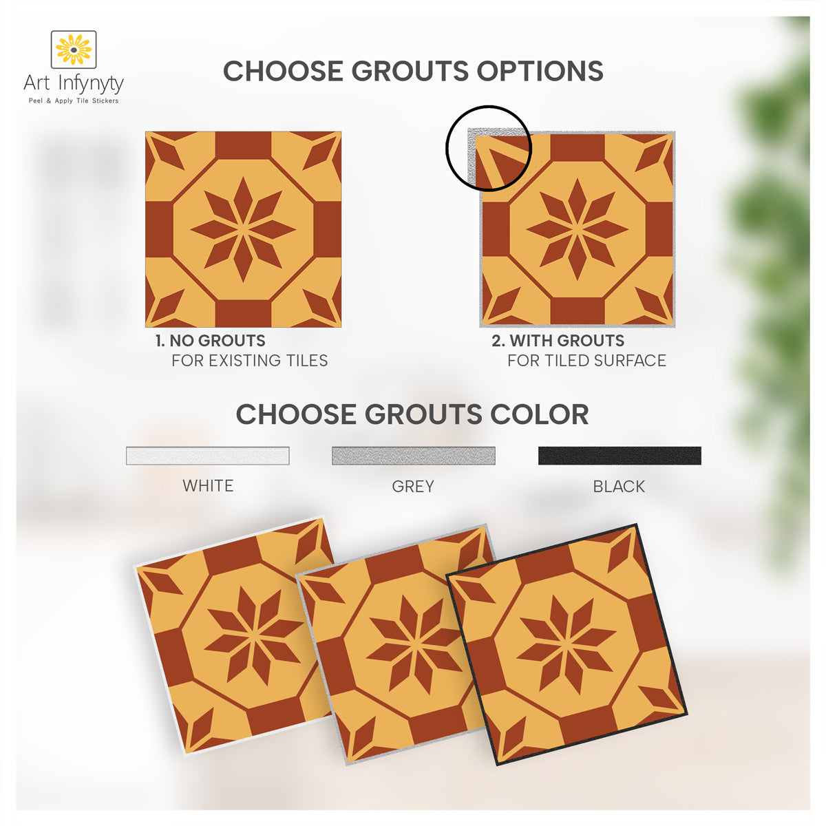 Retro Floral Kitchen Backsplash Tile Stickers | Peel and Stick Kitchen Bathroom Wall Tile Decals | Antiskid Floor Tile Stickers