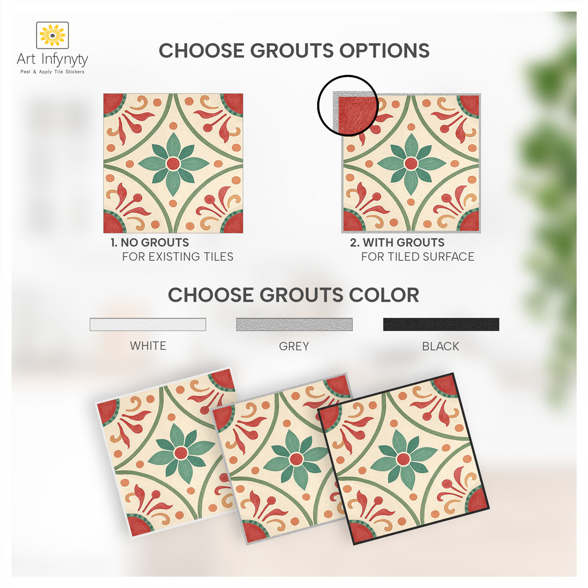 Andalusia Charm Tile Stickers | Kitchen Backsplash Tile Decals | Antiskid Foor Tile Stickers | Peel & Stick Backsplash Tile Decals