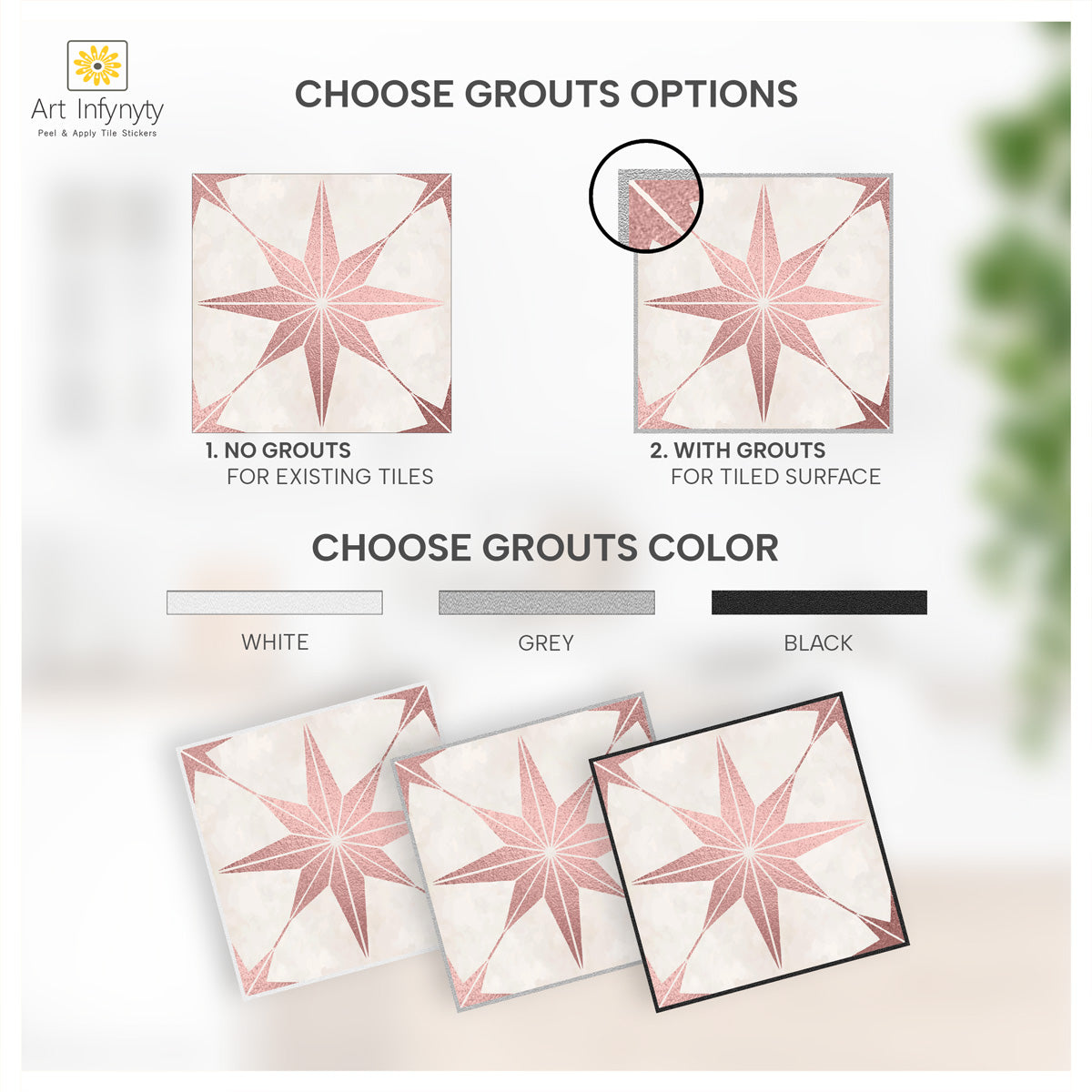 Majolica Moroccan Tile Vinyl Decals | Peel & Stick Kitchen, Bathroom Backsplash Tile Stickers | Antiskid Floor Tile Vinyl