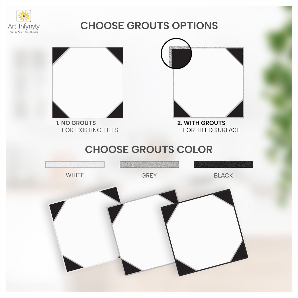 Black and White Geometric Tile Stickers | Peel and Stick Kitchen Wall Floor Bathroom Tile Decals | Removable| Free Shipping