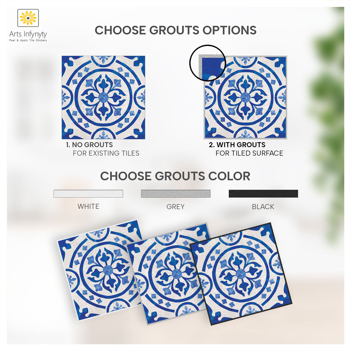 Pearl Sapphire Blue Peel and Stick Tile Stickers | Kitchen, Wall Backsplash Tile Decals | Antiskid Floor Tile Stickers | Removable