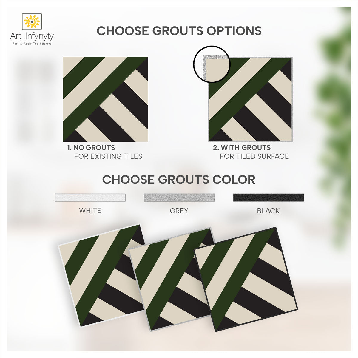 Diagonal Floor Tile Stickers | Self Adhesive | Peel and Stick Kitchen, Wall, and Bathroom Tile Stickers | Antiskid | Free Shipping