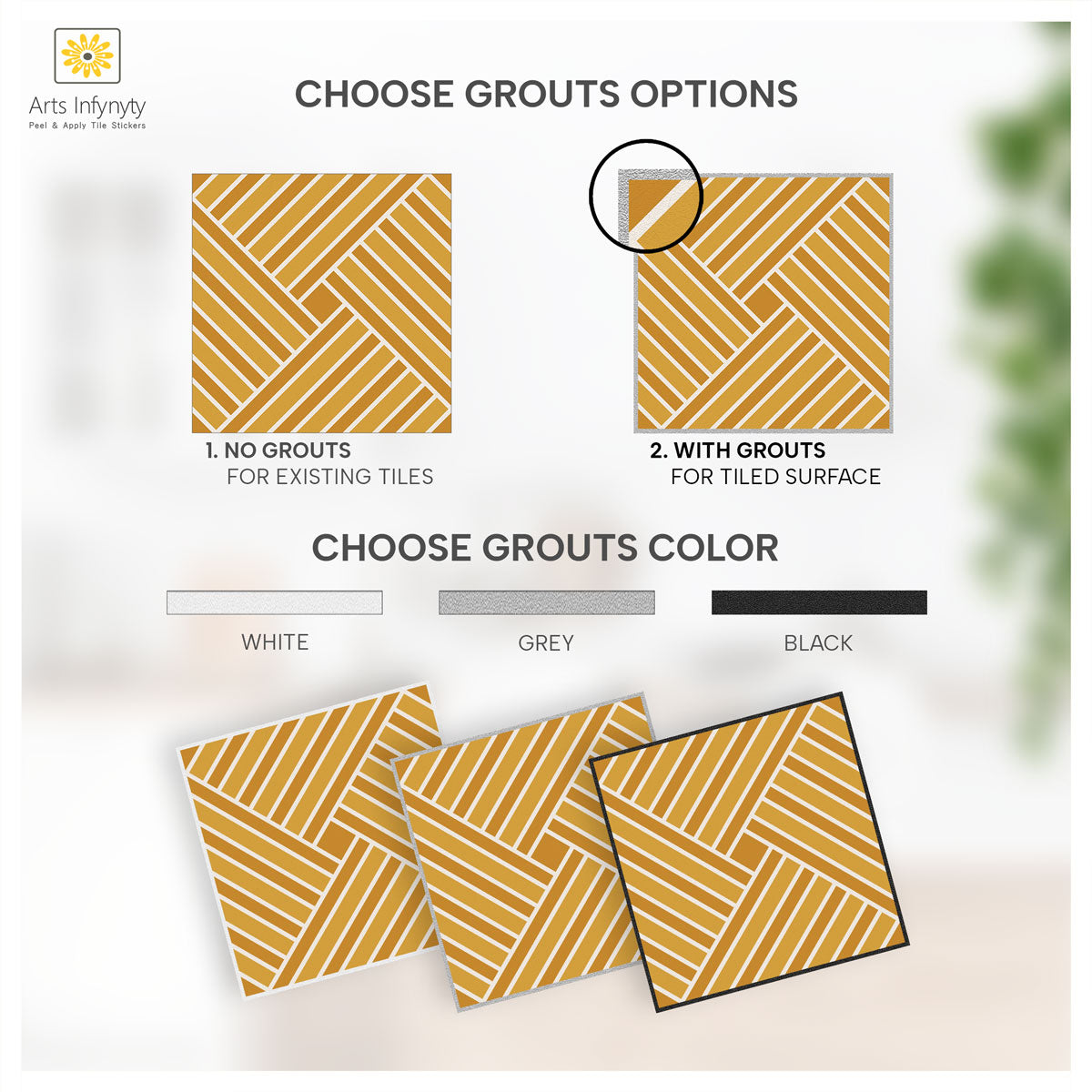 Yellow Seamless Floor Tile Stickers | Peel and Stick Kitchen, Backsplash, Wall and Tile Decals | Water Proof