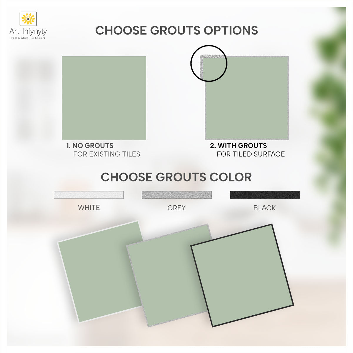 Teresa's Green Floor Tile Stickers | Peel and Stick Tile Decal for Kitchen, Wall, Bathroom | Antiskid Floor Tile Stickers