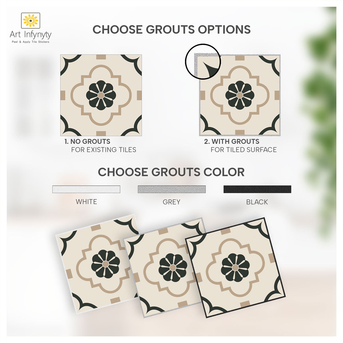 Peel and Stick Arabic Kitchen Tile Stickers | Hand Crafted Tile Stickers for Bathroom, Floor and Wall | Removable | Free Shipping