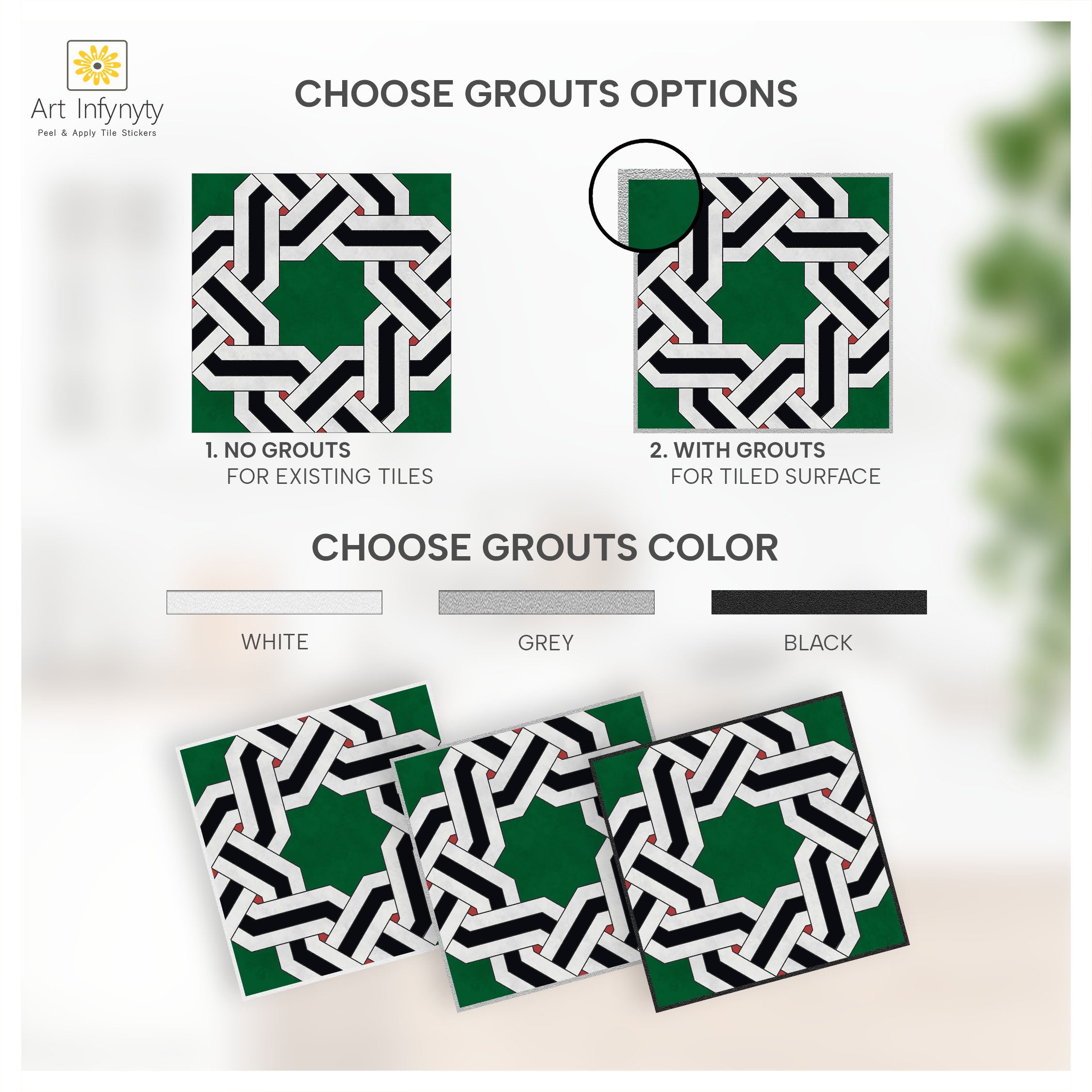 Ottoman Knot Floor Tile Stickers | Peel and Stick Kitchen Bathroom Wall Backsplash Tile Vinyl Decals | Removable Tile Vinyl