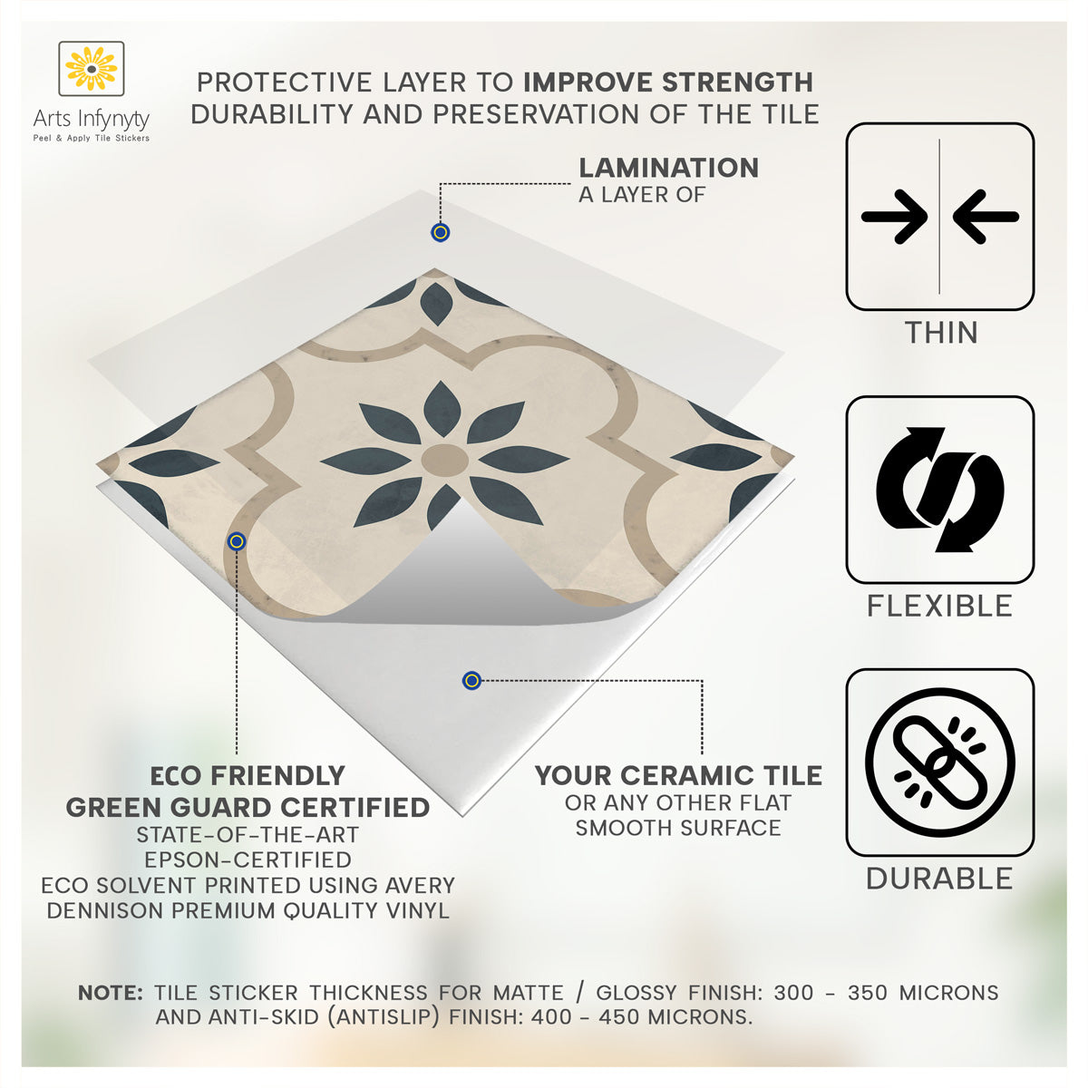 Improve Your Home with Porcelain Floor Tile Stickers | Kitchen, Bathroom and Wall Tile Decals | Removable | Free Shipping