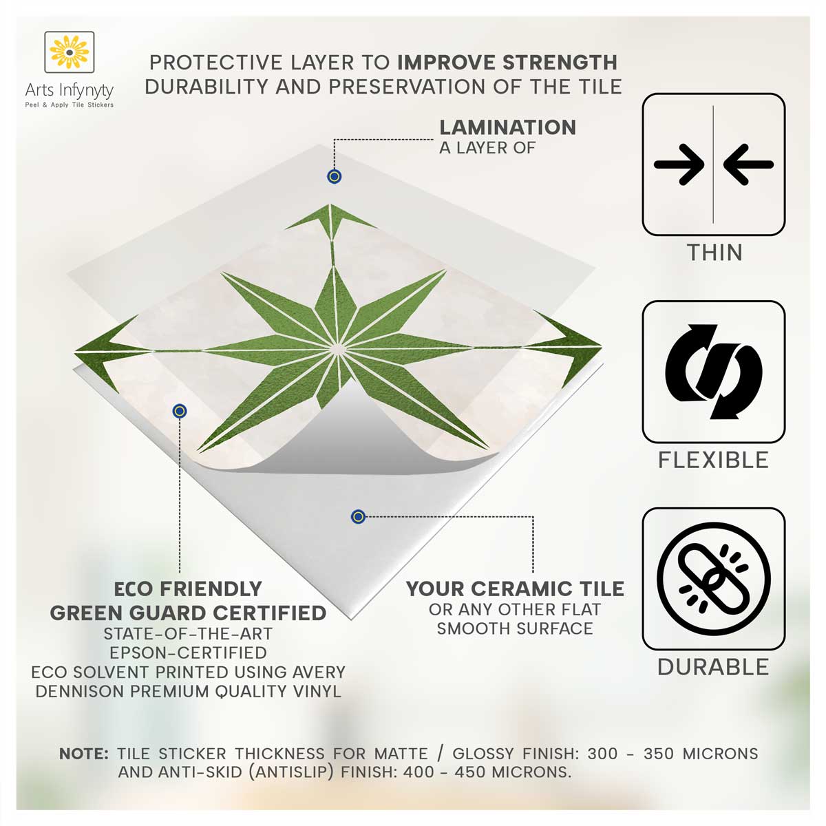 Desert Como Star Backsplash Tile Viinyl Decals| Peel and Stick Bathroom Floor Antiskid Tile Stickers | Removable | Free Shipping