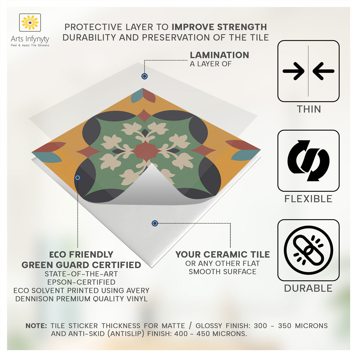 Vintage Old Classic Backsplash Tile Stickers | Peel and Stick Kitchen Bathroom Wall Tile Decals | Antiskid Floor Tile Vinyl