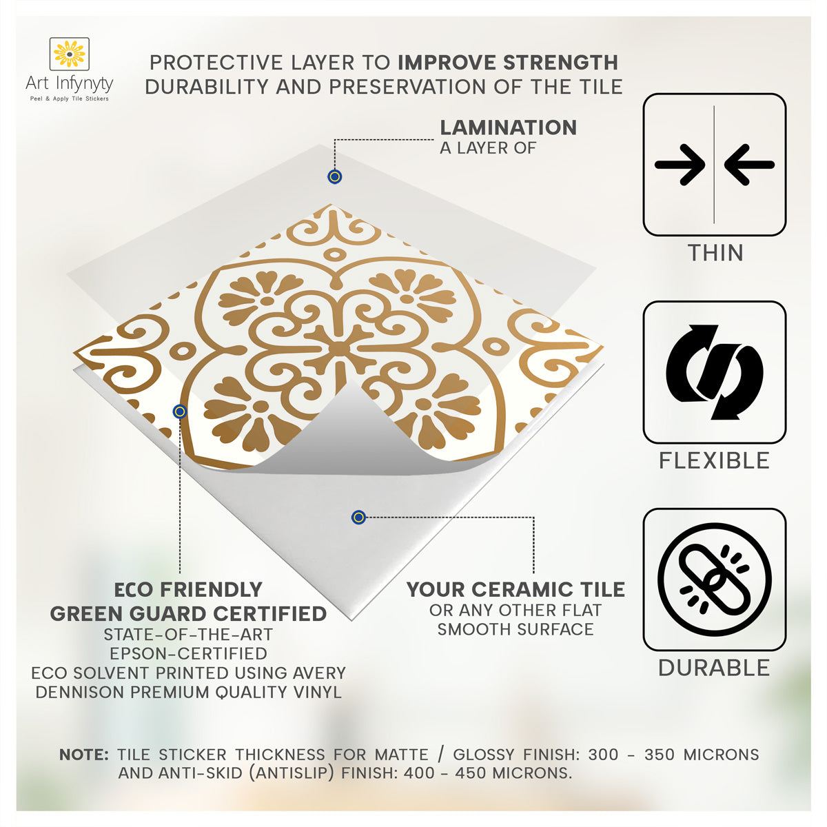 Morocco Stair Riser Decal | Peel and Stick Stair Decals | Waterproof Easy to Trim | DIY Home Decor-Extra-long 49" length