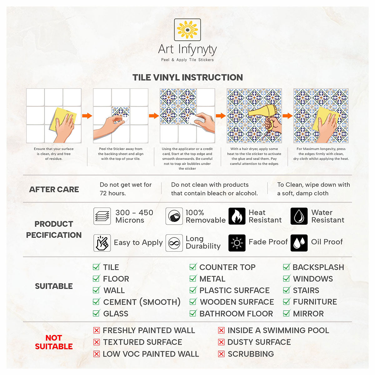 Peel and Stick Desert Como Star Star Stair Riser Decals | Waterproof | Extra long 49" length | Free Shipping