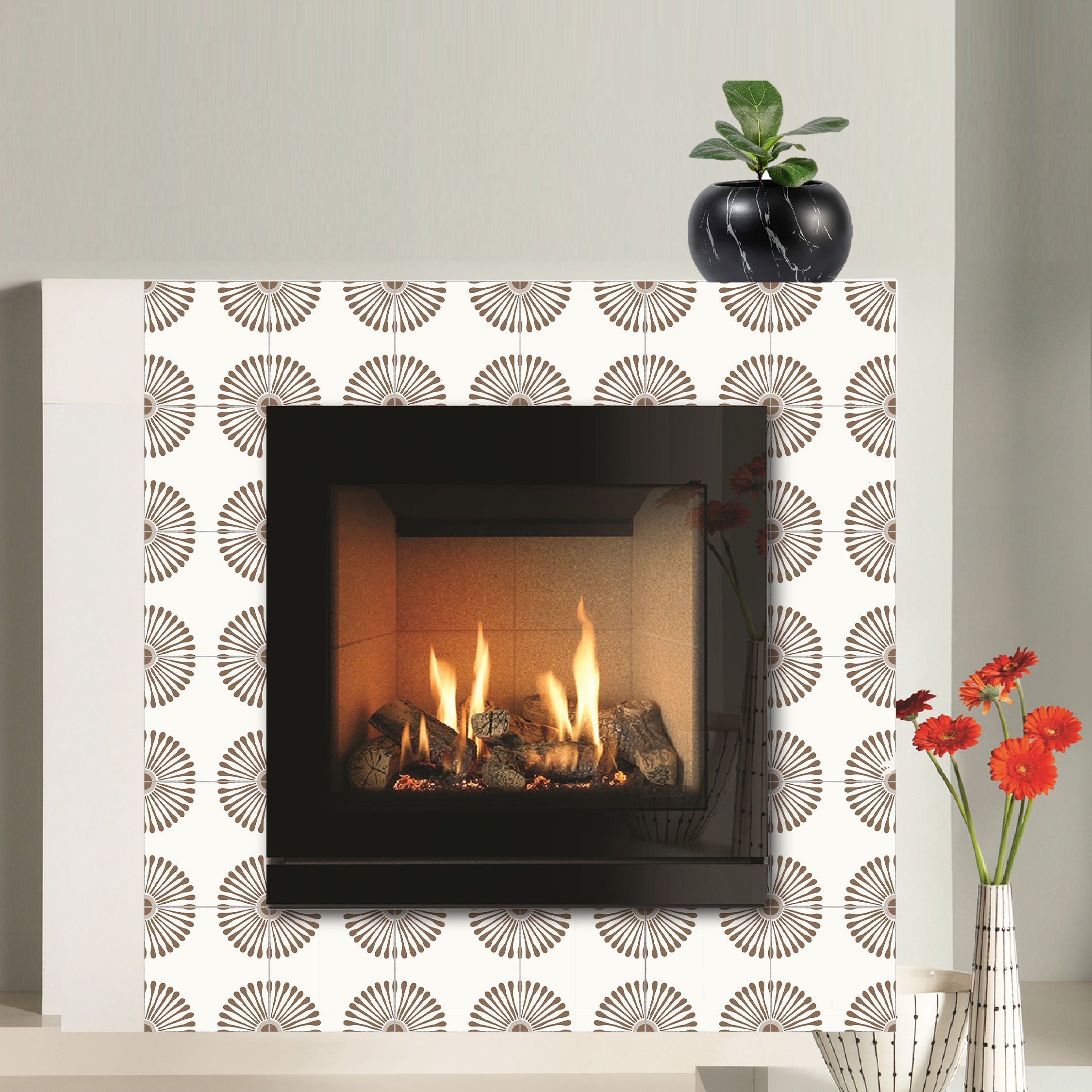 ANEJO EMMELINE Neutral Brown Floor Tile Stickers: Peel and Stick Decals Backsplash for Kitchen, Bathroom & Walls | Easy to Apply