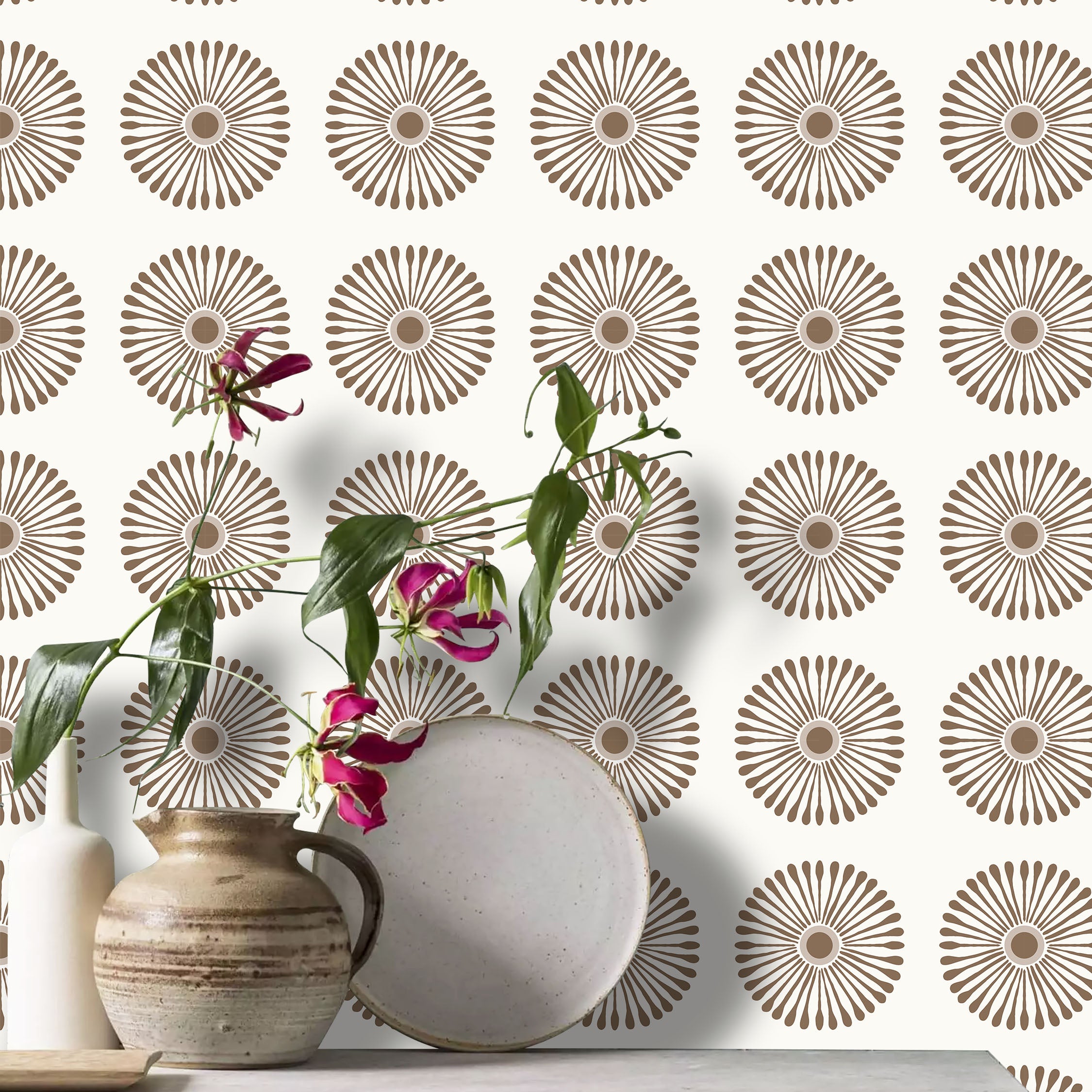 ANEJO EMMELINE Neutral Brown Floor Tile Stickers: Peel and Stick Decals Backsplash for Kitchen, Bathroom & Walls | Easy to Apply