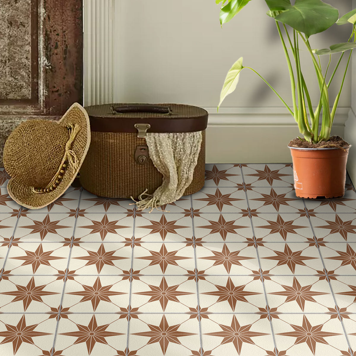 Tan Brown Kitchen Backsplash Tile Stickers | Water Proof and Removable | Peel and Stick Bathroom Floor Stickers | Free Shipping