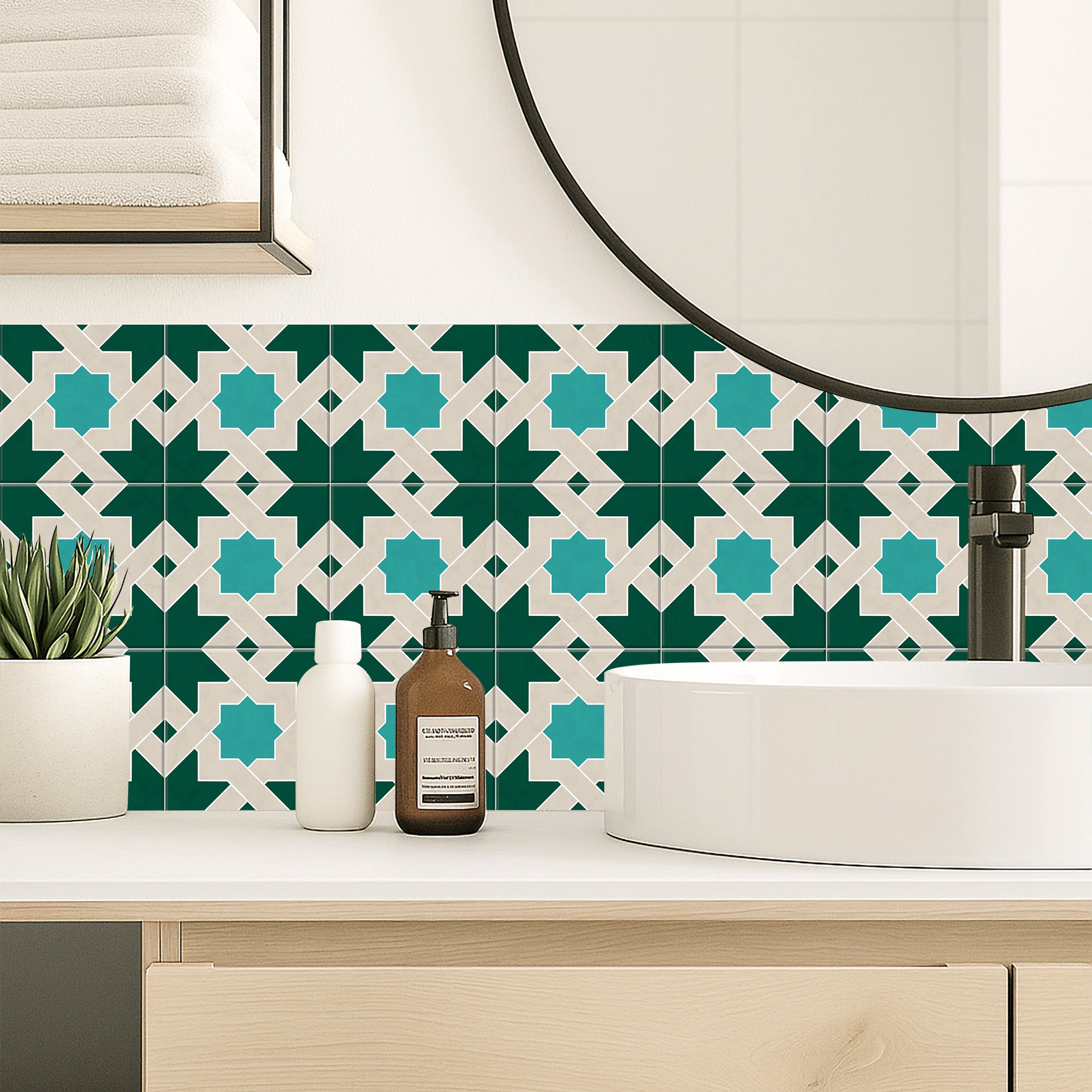 Zellige Pathway Tile Stickers | Antiskid Floor Tile Vinyl | Peel and Stick Kitchen Bathroom Wall Backsplash Tile Stickers | Removable