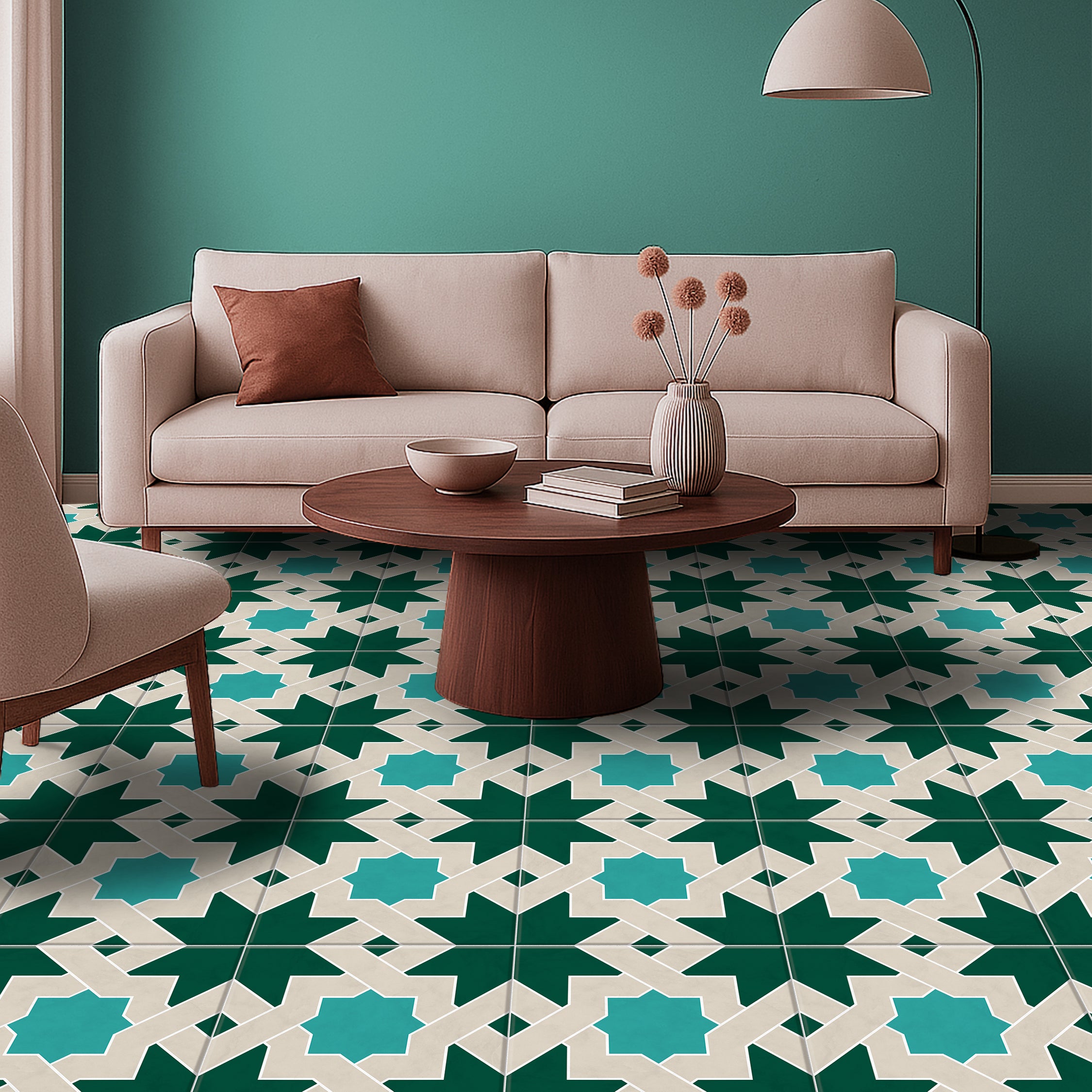 Zellige Pathway Tile Stickers | Antiskid Floor Tile Vinyl | Peel and Stick Kitchen Bathroom Wall Backsplash Tile Stickers | Removable