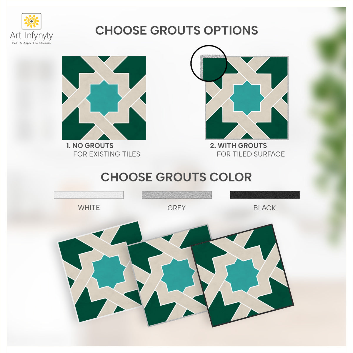 Zellige Pathway Tile Stickers | Antiskid Floor Tile Vinyl | Peel and Stick Kitchen Bathroom Wall Backsplash Tile Stickers | Removable