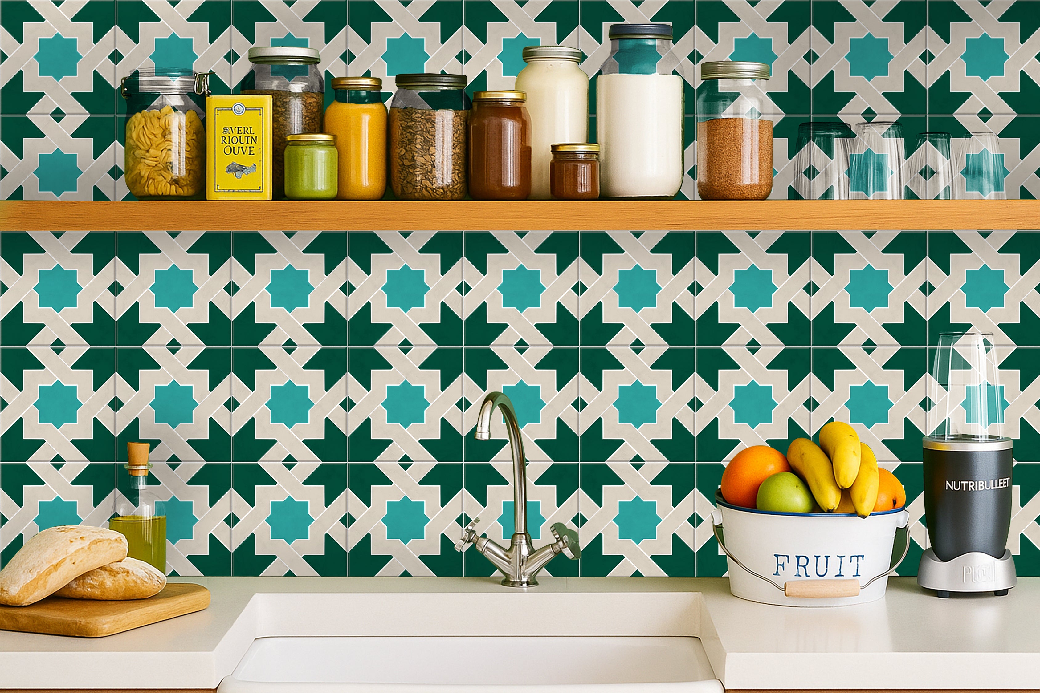 Zellige Pathway Tile Stickers | Antiskid Floor Tile Vinyl | Peel and Stick Kitchen Bathroom Wall Backsplash Tile Stickers | Removable