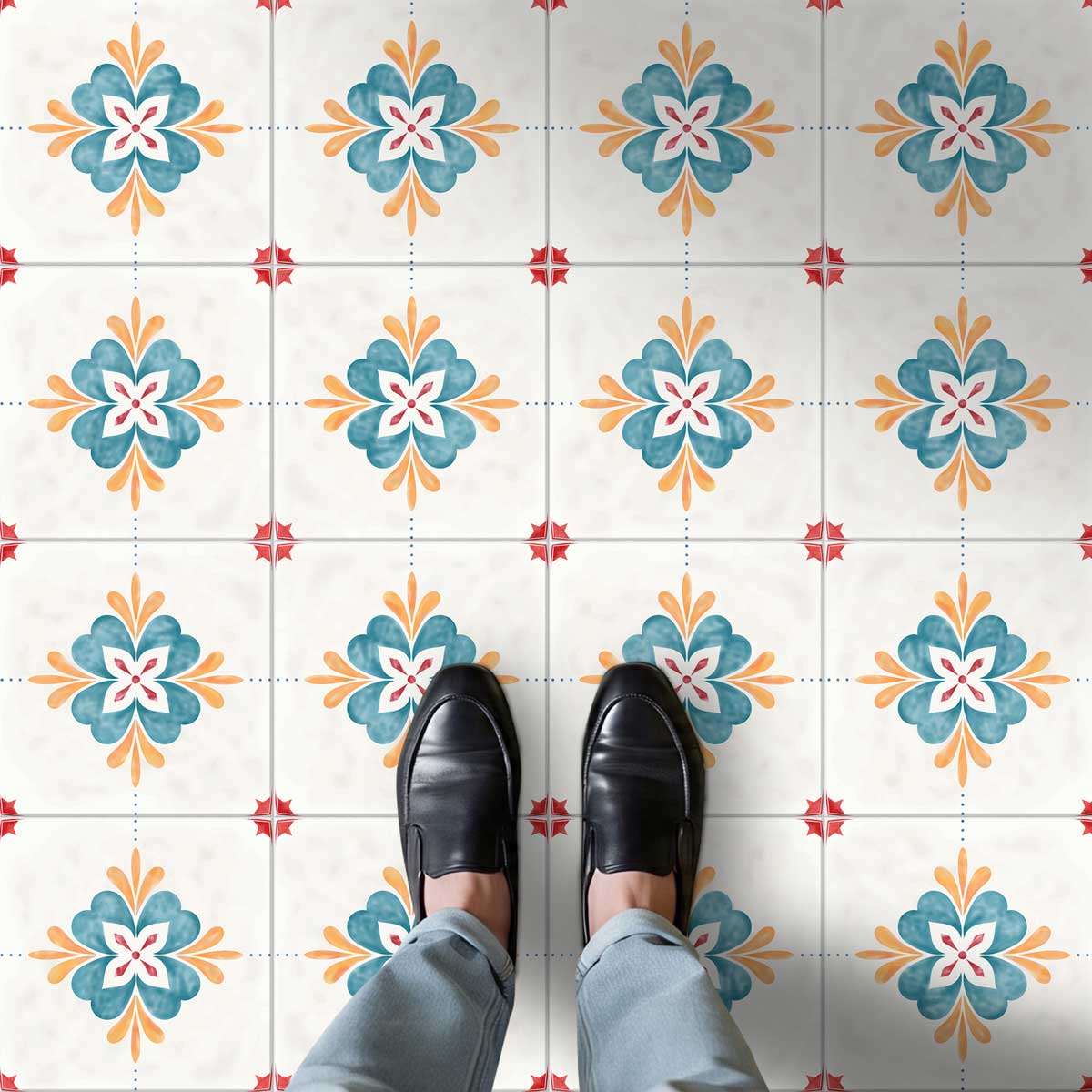 Peel and Stick Mandala Tile Stickers | Backsplash Tile Vinyl| Kitchen, Wall, Bathroom Tile Decals | Antiskid Floor Tile Stickers