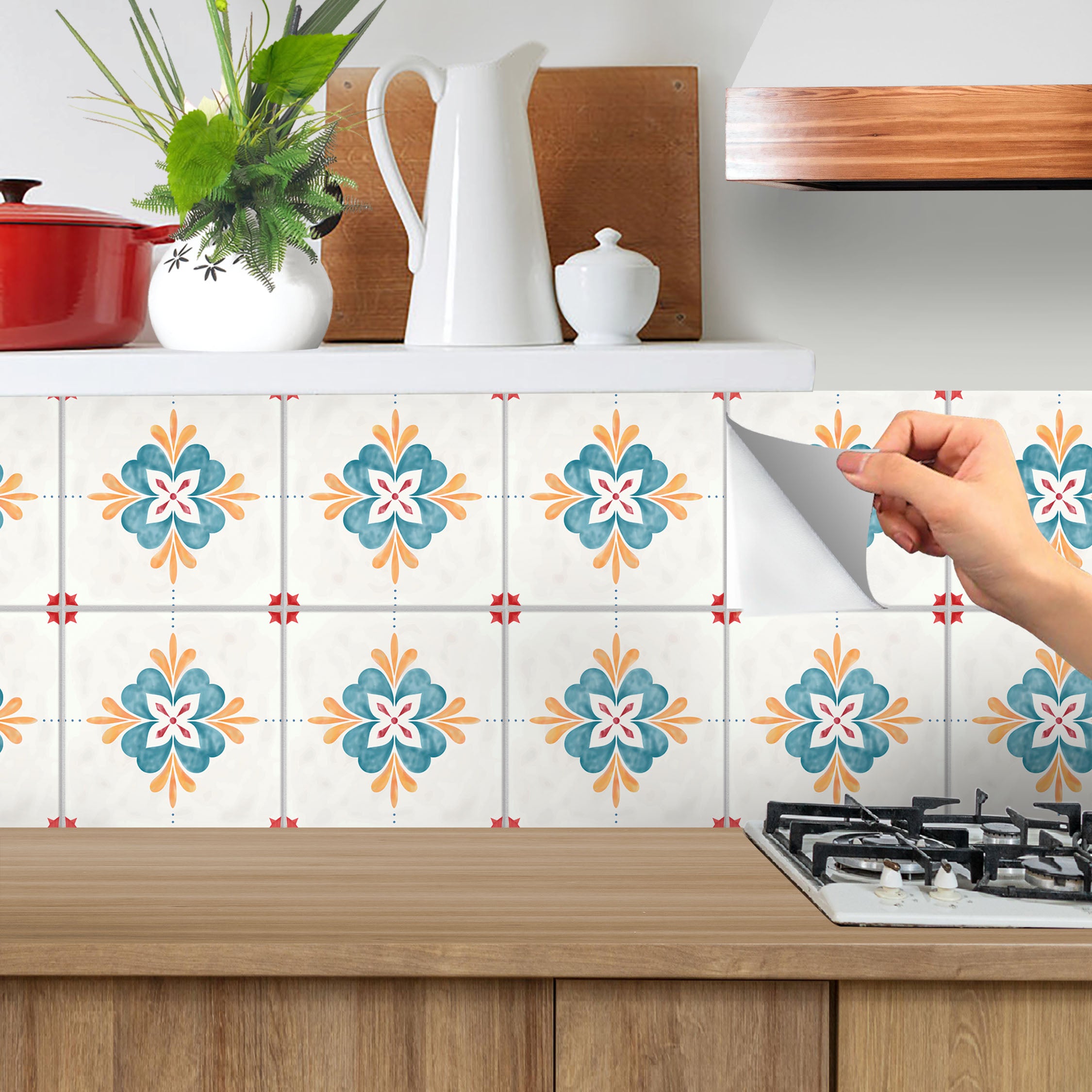 Peel and Stick Mandala Tile Stickers | Backsplash Tile Vinyl| Kitchen, Wall, Bathroom Tile Decals | Antiskid Floor Tile Stickers