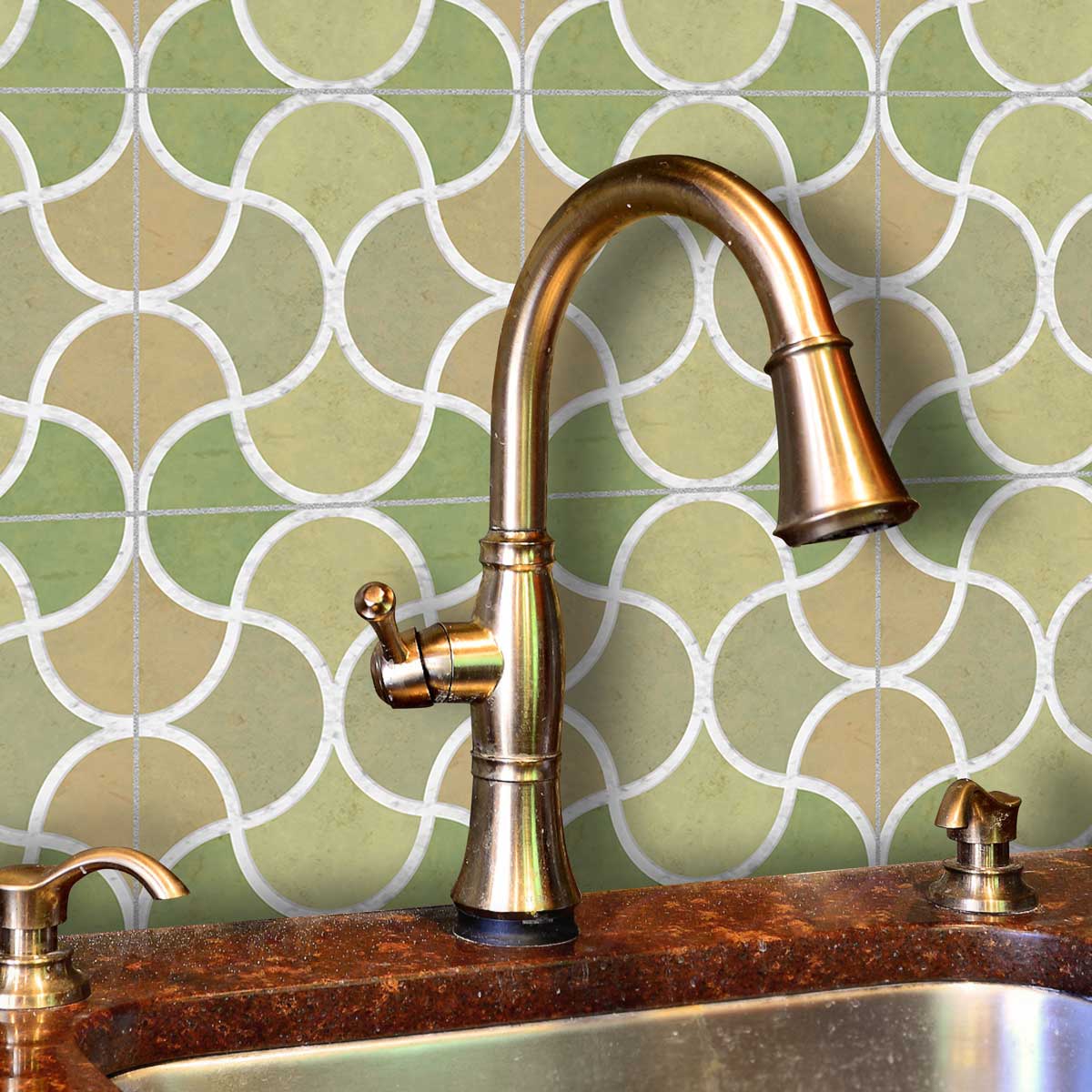 Elegant Moroccan Wave Tile Sticker | Peel and Stick Kitchen Bathroom Wall Backsplash Tile Decals | Antiskid Floor Tile Sticker