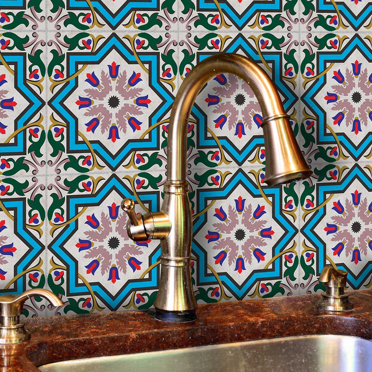 Classic Celestial Tulip Tile Stickers | Hand Crafted Decal | Kitchen Bathroom Wall Floor Tile Stickers | Removable | Free Shipping