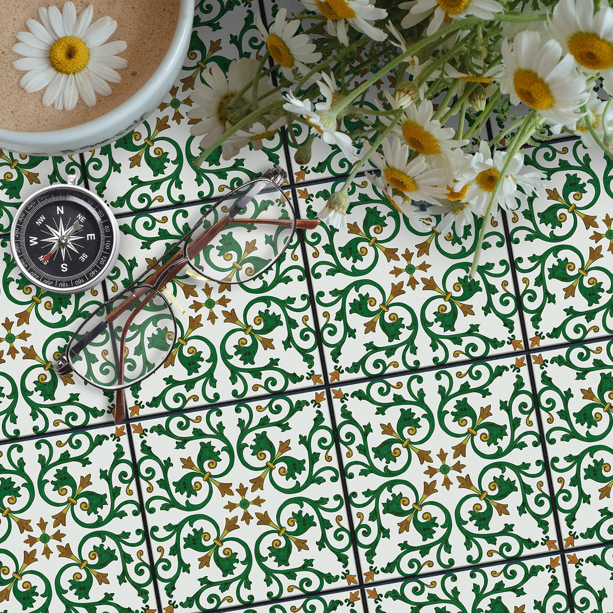 Peel and Stick Hand Crafted Tile Stickers | Backsplalsh Tile Vinyl for Kitchen Bathroom and Wall  | Antiskid | Easy to Apply