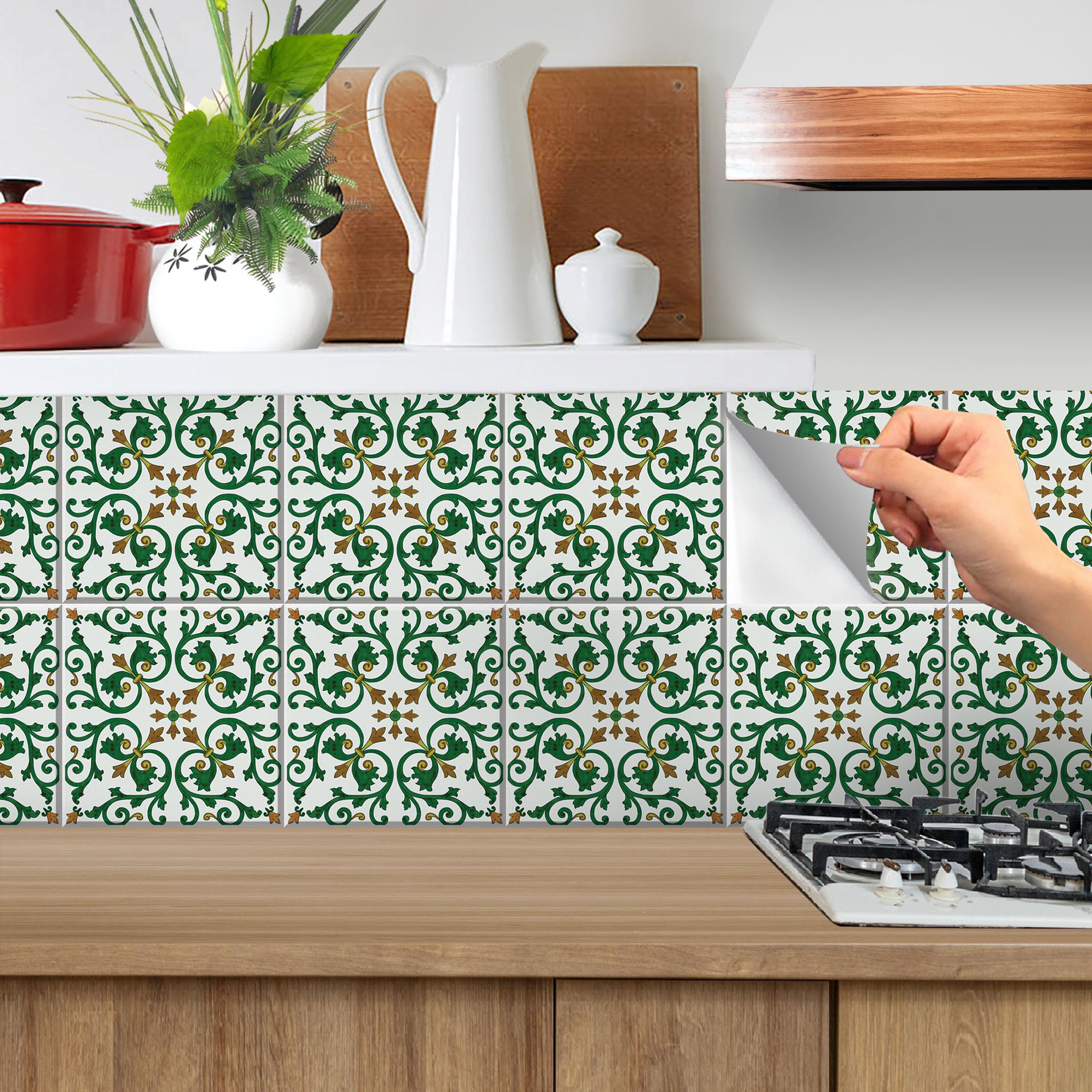 Peel and Stick Hand Crafted Tile Stickers | Backsplalsh Tile Vinyl for Kitchen Bathroom and Wall  | Antiskid | Easy to Apply