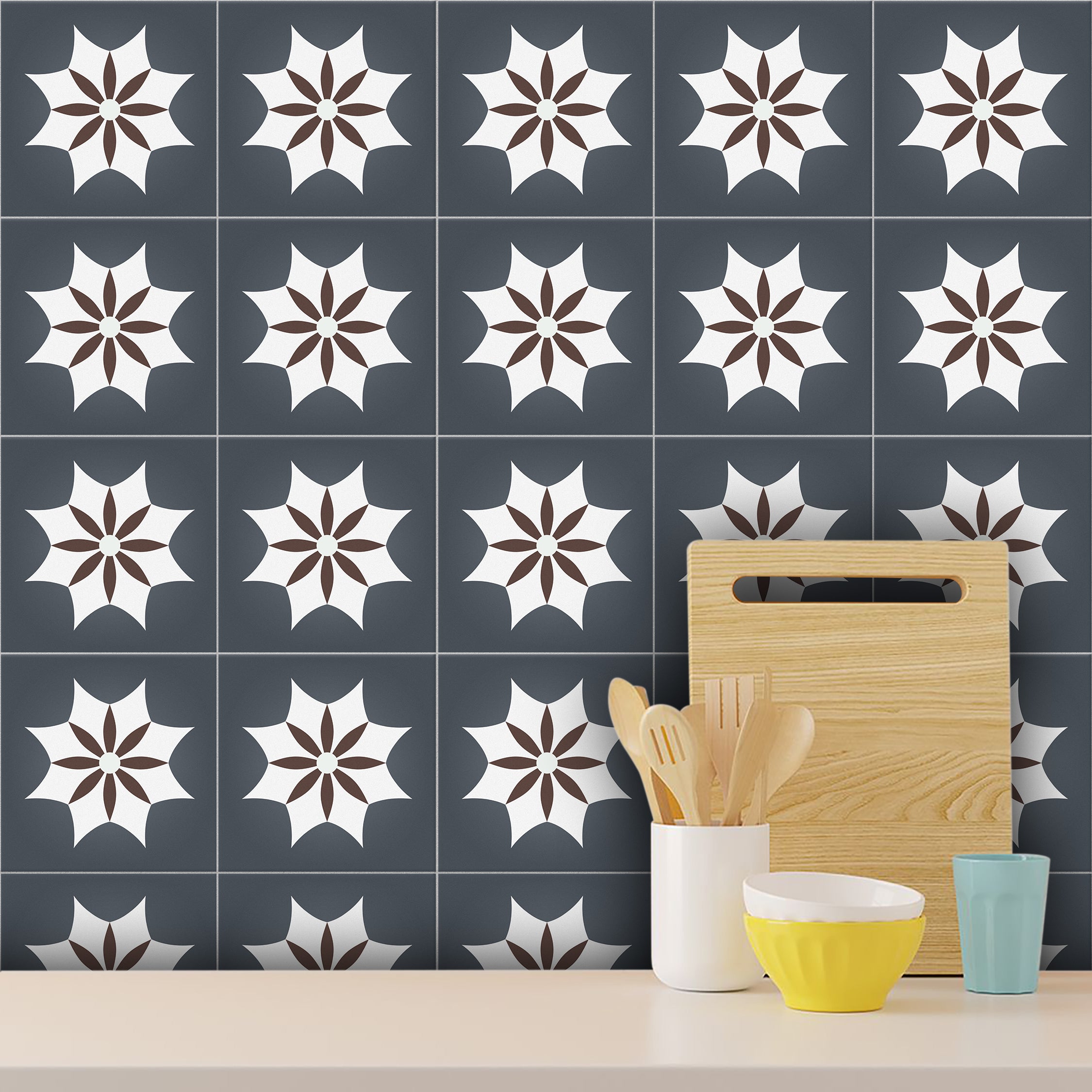 Peel and Stick Iguala Encaustic Tile Stickers | Floor, Kitchen, Wall and Bathroom Tile Decals | DIY Stickers | FREE SHIPPING