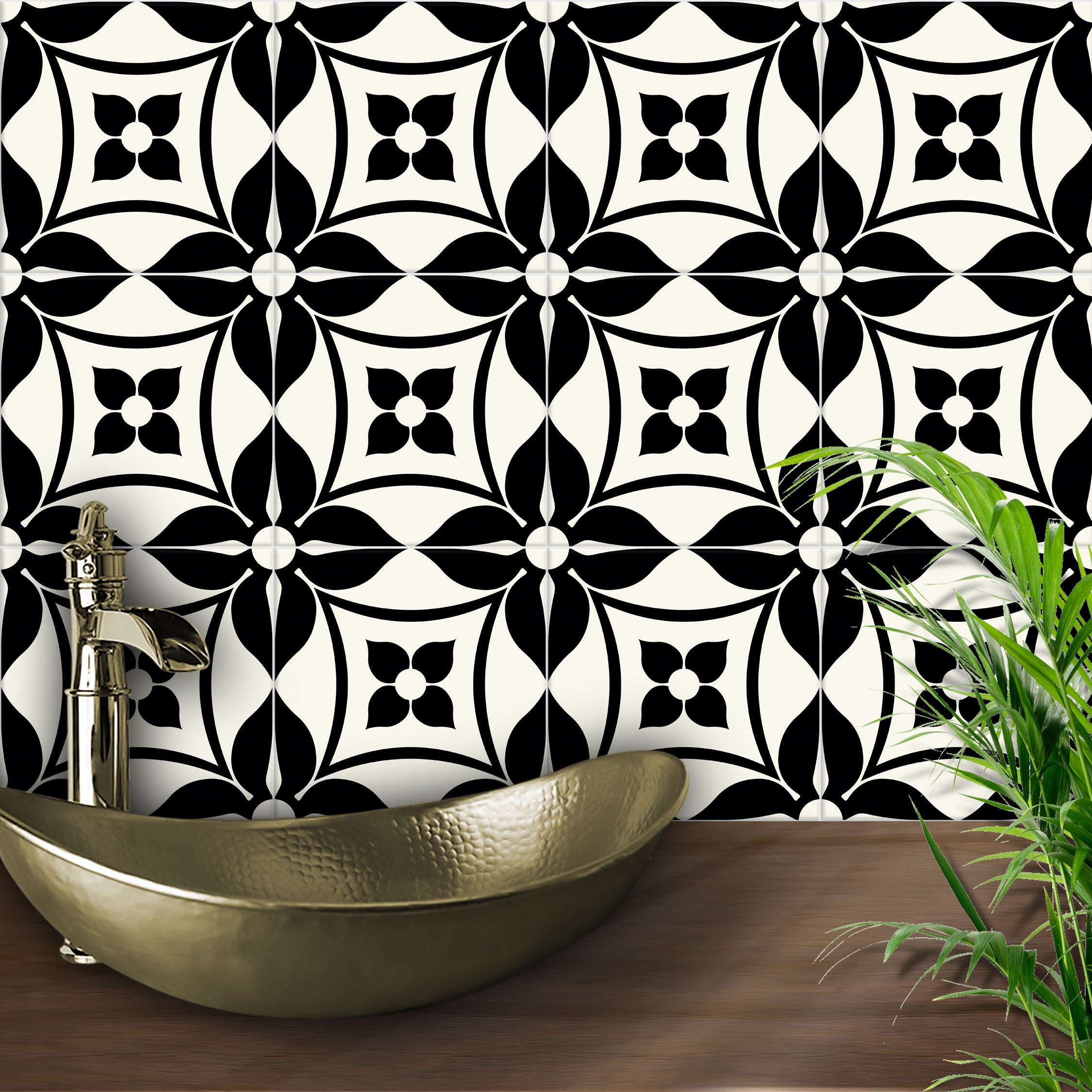 Classic black and Ivory Backsplash Decals | Kitchen, Bathroom, Floor and Wall Peel and Stick Tile Stickers| Free Shipping