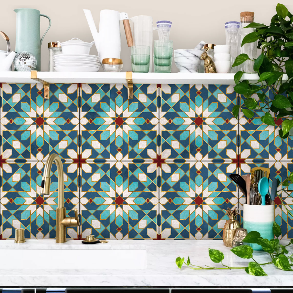 Moroccan Mosaic Backsplash Tile Deals | Bathroom, Floor & Wall Terracotta Peel and Stick Tile Stickers | Free Shipping | Removable