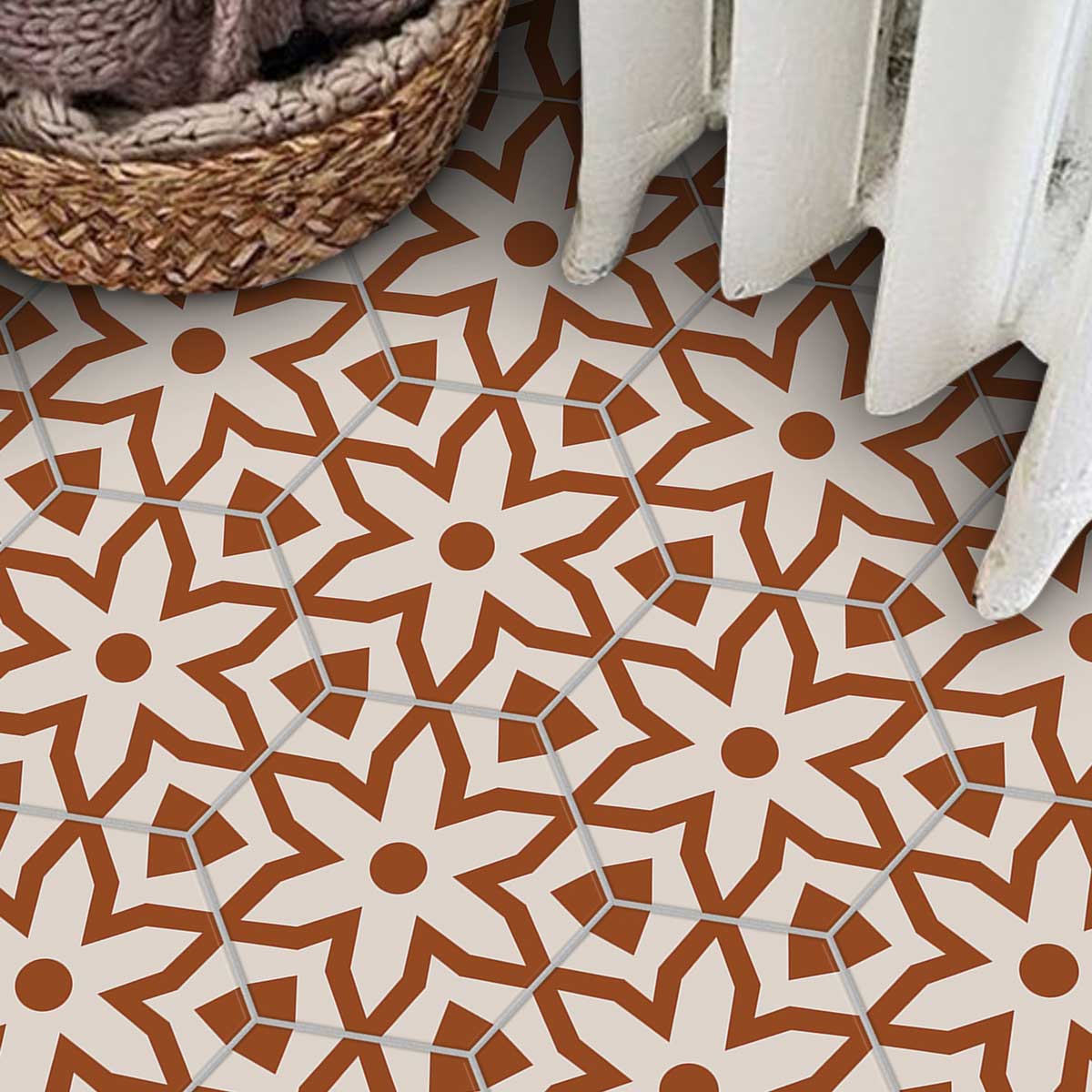 Qarawiyyin Mosque Hexagon Floor Tile Stickers | Peel and Stick Wall, Kitchen & Bathroom Backsplash Tile Decals | Free Shipping