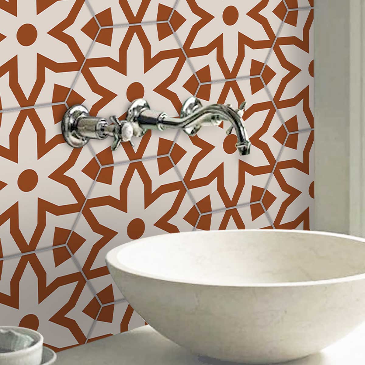 Qarawiyyin Mosque Hexagon Floor Tile Stickers | Peel and Stick Wall, Kitchen & Bathroom Backsplash Tile Decals | Free Shipping