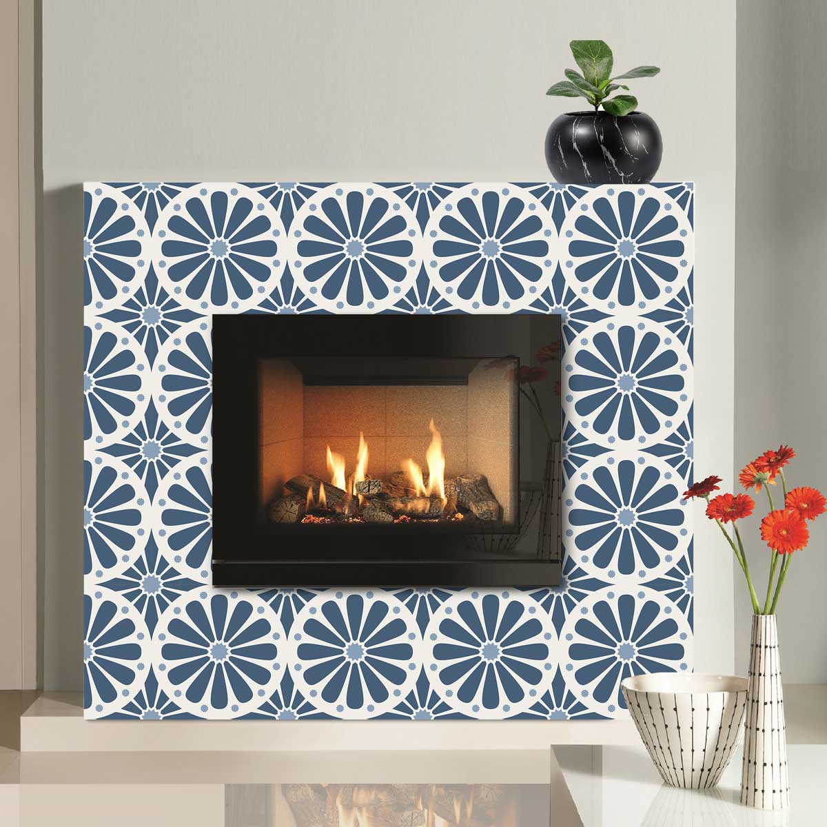 Blue Celestial Wheel Backsplash Tile Stickers | Peel and Stick Kitchen, Bathroom Wall Tile Vinyl Decals | Removable | Free Shipping