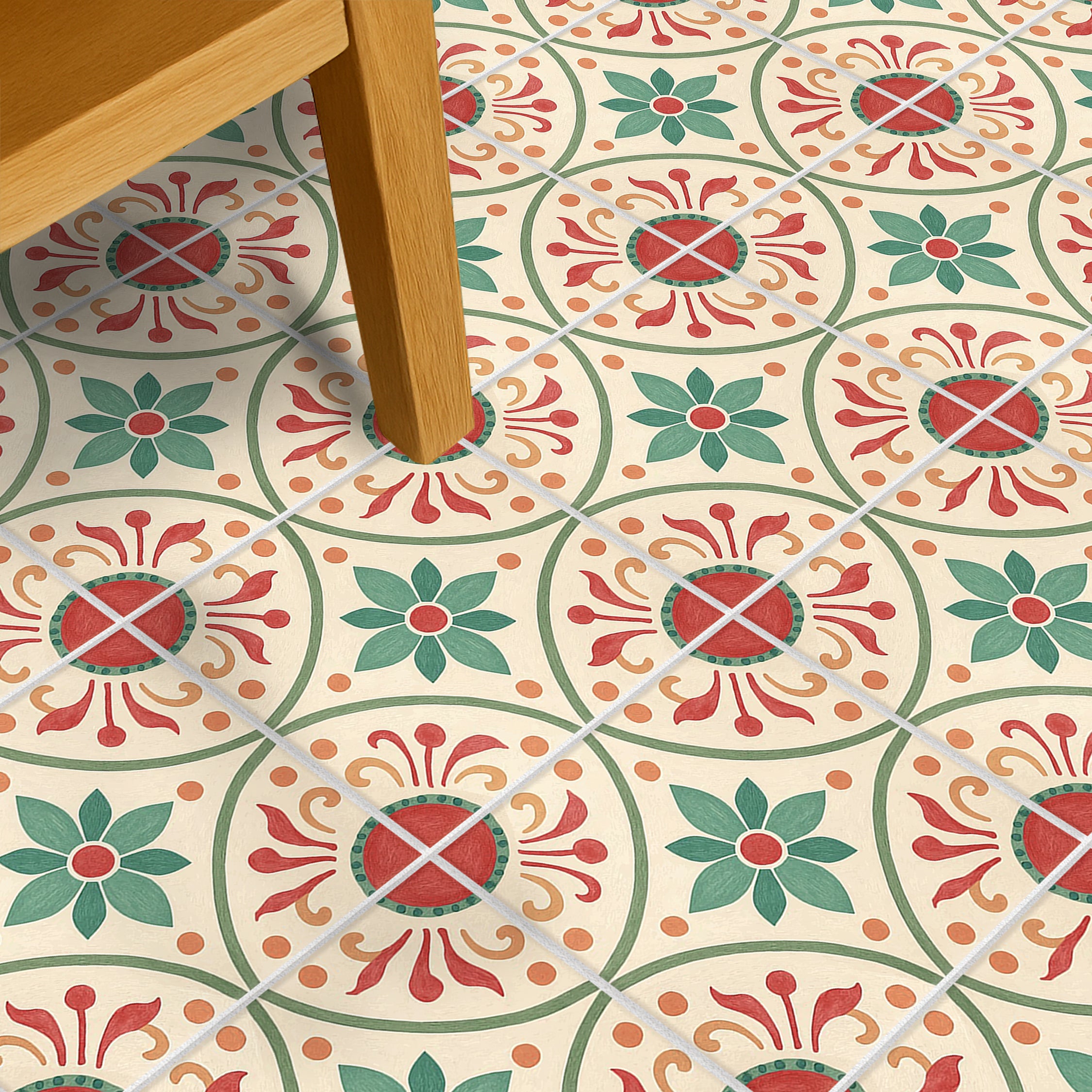 Andalusia Charm Tile Stickers | Kitchen Backsplash Tile Decals | Antiskid Foor Tile Stickers | Peel & Stick Backsplash Tile Decals